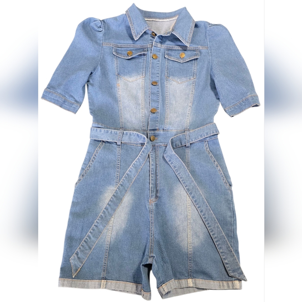 Women's Blue Denim Romper
